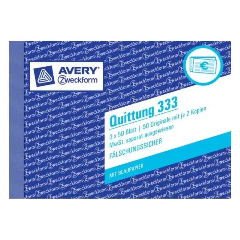 Avery Zweckform 333 Quittungsbuch (Quittung), MwSt. separat ausgewiesen