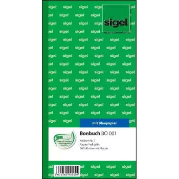 Sigel BO001 Bestellblock Buch, Kellner Nr. 1, Hellgrün, 105 x 200 mm, 360 Abreißblätter