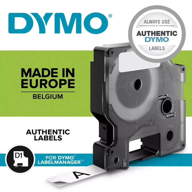 Etikettenband DYMO D1 Standard Schwarz auf Weiß 9 mm