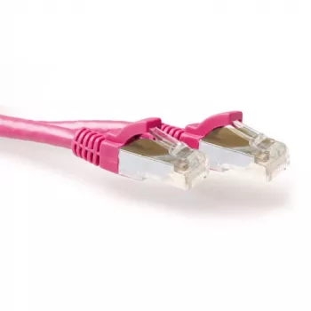 ACT Pink 7 Meter LSZH S/FTP CAT6A Patchkabel, rastnasenlos, mit RJ45-Steckern