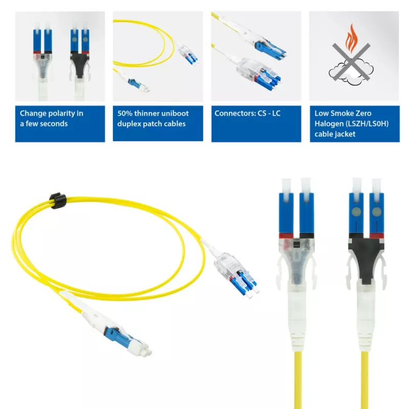 ACT 10 Meter Singlemode 9/125 OS2 Polarity Twist Uniboot Duplex Glasfaser-Patchkabel CS - LC