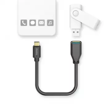 Hama 00125105 USB-Kabel USB 3.2 Gen 1 (3.1 Gen 1) 0,15 m USB A USB C Schwarz
