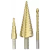 kwb 525890 Stufenbohrer-Set mit Fräsbohrer, 3 Stk., 4-12 mm / 4-30 mm / 6 mm, HSS TiN