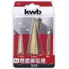 kwb 525890 Stufenbohrer-Set mit Fräsbohrer, 3 Stk., 4-12 mm / 4-30 mm / 6 mm, HSS TiN