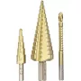kwb 525890 Stufenbohrer-Set mit Fräsbohrer, 3 Stk., 4-12 mm / 4-30 mm / 6 mm, HSS TiN