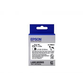 Epson Label Cartridge Heat Shrink Tube (HST) LK-7WBA21 Schwarz/Weiß D21mm (2,5m)