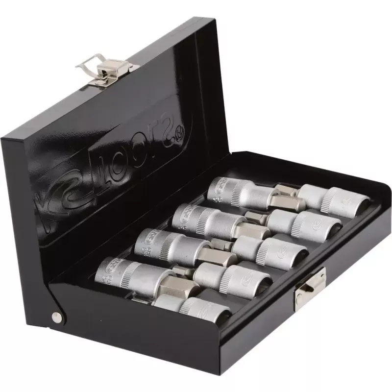 KS Tools 911.1321 Bit-Stecknuss-Satz 1/2 Zoll, Innensechskant, kurz, 9-tlg.