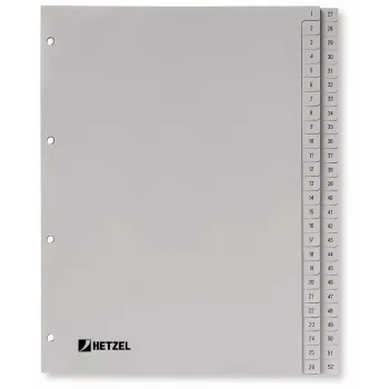 Rexel PP-Register, grau, numerisch, Grau, A4, 225 mm, 300 mm, 7 mm, 1 St.