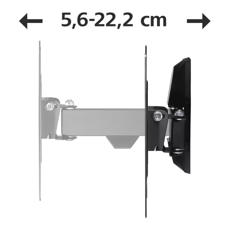 Hama 00118100 FULLMOTION TV-Wandhalterung, Schwenkarm, 1 Stern, für Displays 48-122 cm (19-48"), Stahl, Schwarz