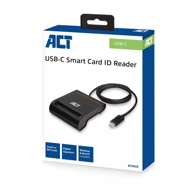 ACT Externer USB-C Smartcard eID Kartenleser, schwarz