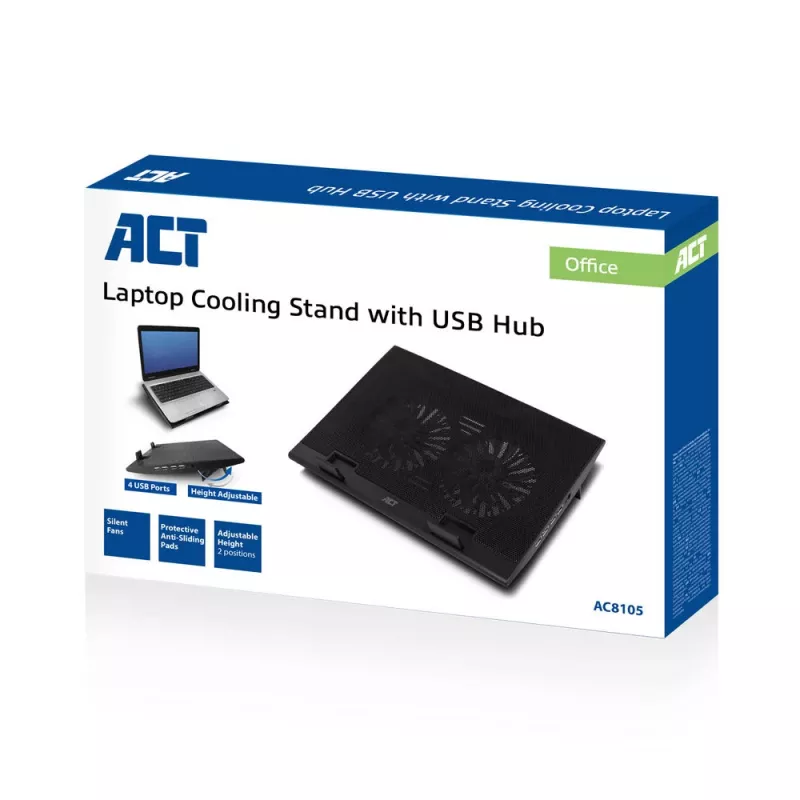 ACT AC8105 Notebook-Kühlpad, bis 17,3 Zoll, 2500 U/min, Schwarz