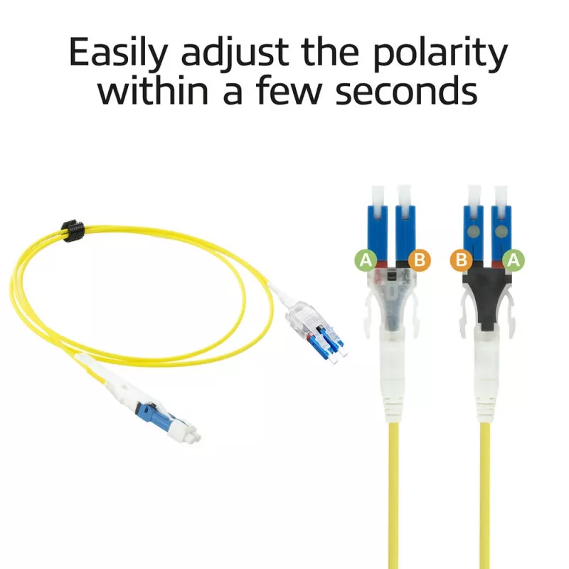 ACT 2 Meter Singlemode 9/125 OS2 Polarity Twist uniboot Duplex Glasfaser-Patchkabel mit CS - LC Steckern