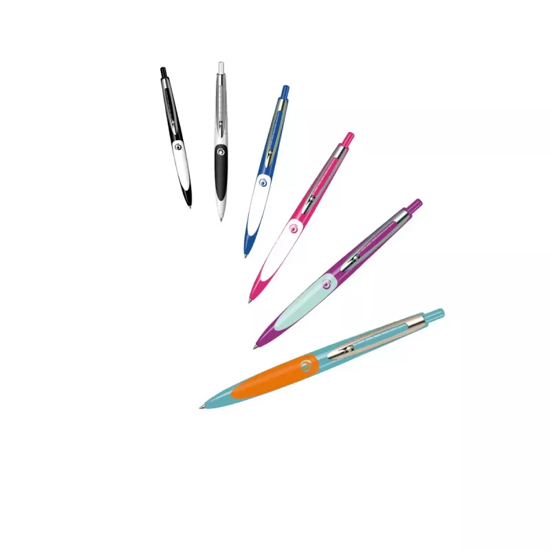 Clip-on einziehbarer Kugelschreiber Herlitz my.pen Pink Weiß Blau