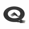ACT Schwarz 2 Meter U/UTP CAT6A LSZH Slimline Patchkabel mit RJ45-Steckern, 90° abgewinkelt rechts auf gerade