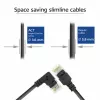 ACT Schwarz 2 Meter U/UTP CAT6A LSZH Slimline Patchkabel mit RJ45-Steckern, 90° abgewinkelt rechts auf gerade