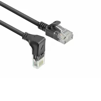 ACT Schwarz 2 Meter U/UTP CAT6A LSZH Slimline-Patchkabel mit RJ45-Steckern 90° abgewinkelt nach unten auf gerade