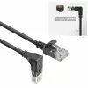 ACT Schwarz 2 Meter U/UTP CAT6A LSZH Slimline-Patchkabel mit RJ45-Steckern 90° abgewinkelt nach unten auf gerade