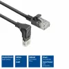 ACT Schwarz 2 Meter U/UTP CAT6A LSZH Slimline-Patchkabel mit RJ45-Steckern 90° abgewinkelt nach unten auf gerade