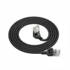 ACT Schwarz 3 Meter U/UTP CAT6A LSZH Slimline-Patchkabel mit RJ45-Steckern 90° abgewinkelt nach unten auf gerade