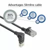 ACT Schwarz 3 Meter U/UTP CAT6A LSZH Slimline-Patchkabel mit RJ45-Steckern 90° abgewinkelt nach unten auf gerade