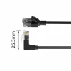 ACT Schwarz 2 Meter U/UTP CAT6A LSZH Slimline-Patchkabel mit RJ45-Steckern 90° abgewinkelt nach oben auf gerade