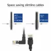 ACT Schwarz 5 Meter U/UTP CAT6A LSZH Slimline-Patchkabel mit RJ45-Steckern 90° gewinkelt nach oben auf gerade