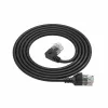 ACT Schwarz 0,25 Meter U/UTP CAT6A LSZH Slimline Patchkabel mit RJ45-Steckern 90° abgewinkelt links auf gerade