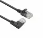 ACT Schwarz 0,15 Meter U/UTP CAT6A LSZH Slimline Patchkabel mit RJ45-Steckern 90° abgewinkelt rechts auf gerade