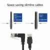 ACT Schwarz 0,15 Meter U/UTP CAT6A LSZH Slimline Patchkabel mit RJ45-Steckern 90° abgewinkelt nach unten zu gerade