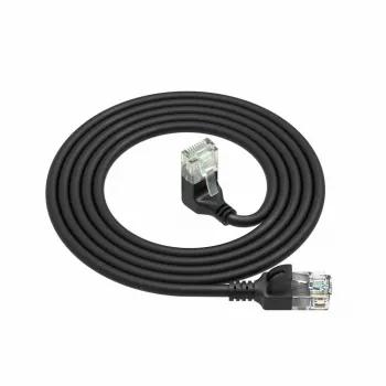 ACT Schwarz 0,25 Meter U/UTP CAT6A LSZH Slimline Patchkabel mit RJ45-Steckern, 90° abgewinkelt nach unten auf gerade