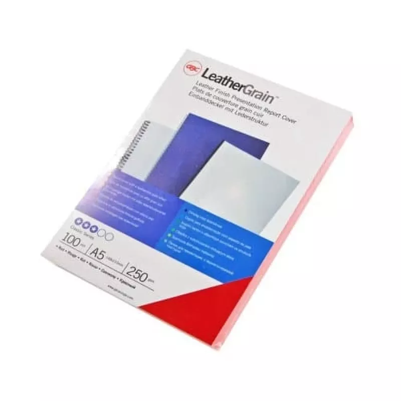 GBC LeatherGrain Bindemappen A5, 250 g/m², Weiß, 50 Stück (4400015)