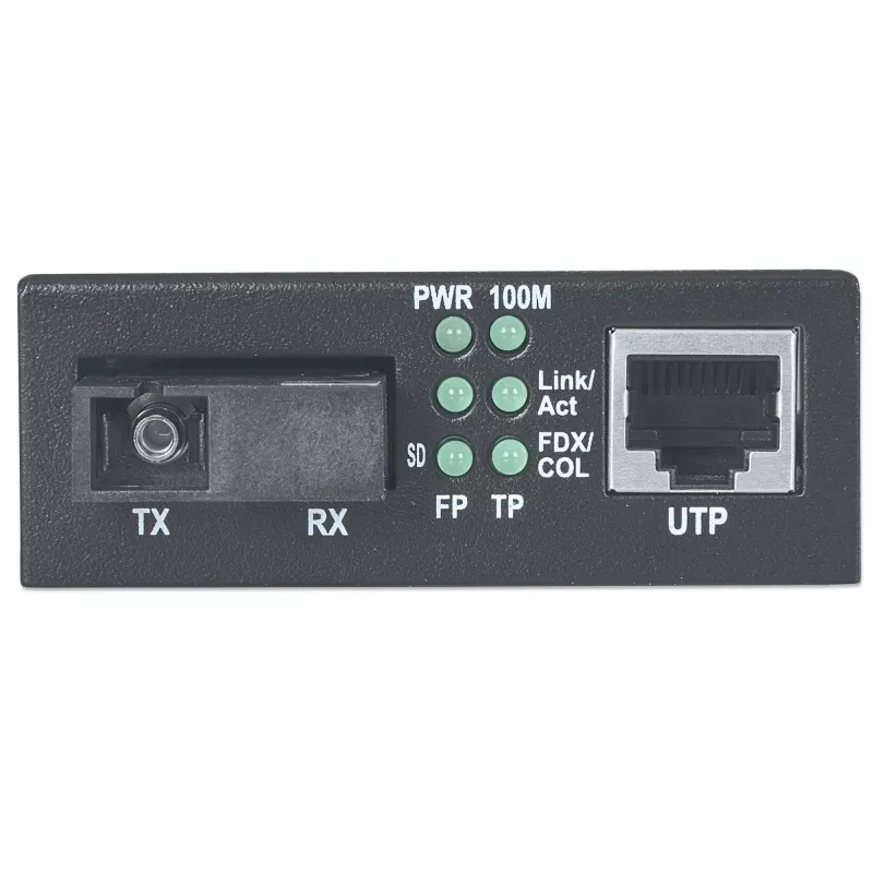 Intellinet 510530 Fast-Ethernet-WDM-Medienkonverter, 10/100Base-TX (RJ-45) auf 100Base-FX (SC) Singlemode, 20 km (12,4 mi), Rx1310/Tx1550 nm