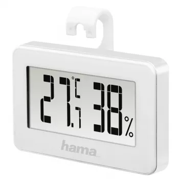 Digitale Wetterstation HAMA 00186363 – Innenthermometer und Hygrometer, Luftfeuchtigkeit 20–95 %, weiß, Batterie CR2025