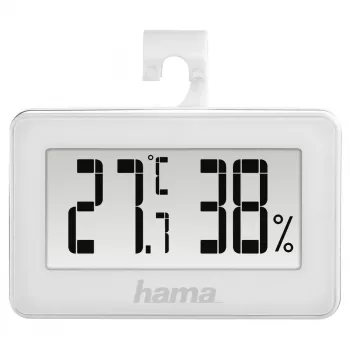 Digitale Wetterstation HAMA 00186363 – Innenthermometer und Hygrometer, Luftfeuchtigkeit 20–95 %, weiß, Batterie CR2025