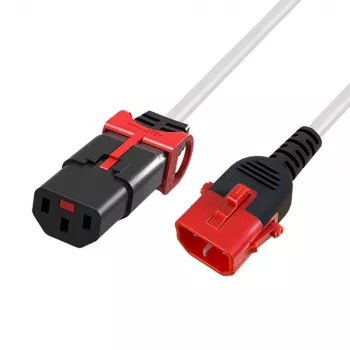 ACT Powercord C13 IEC Lock+ - C14 IEC Lock Dual Locking weiß 1 m, PC3607