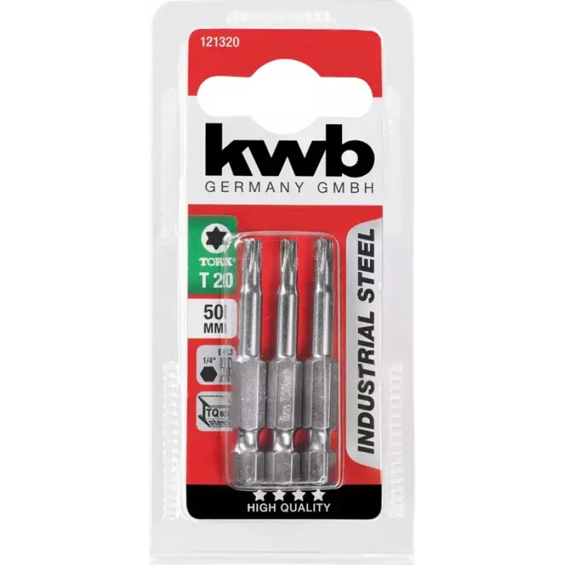 kwb 121325 Sechskant-Bit T25, Stahl, 3 Stk.