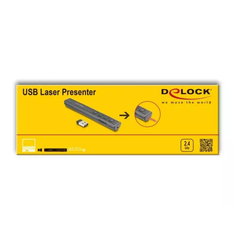 DeLOCK USB Laser Presenter kabellos USB RF Fernbedienung roter Laserpointer