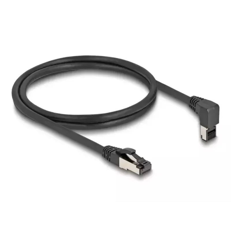 Netzwerkkabel DeLOCK RJ45 Cat.8.1 90° nach oben abgewinkelt 10 m Schwarz