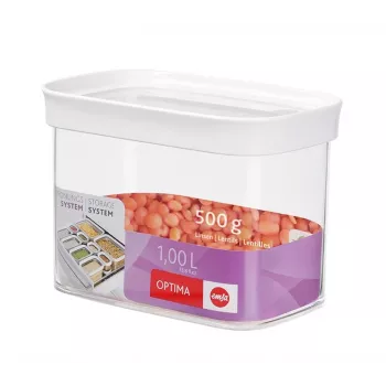 EMSA Optima 513557 Lebensmittelbehälter, 1 L, Transparent/Weiß