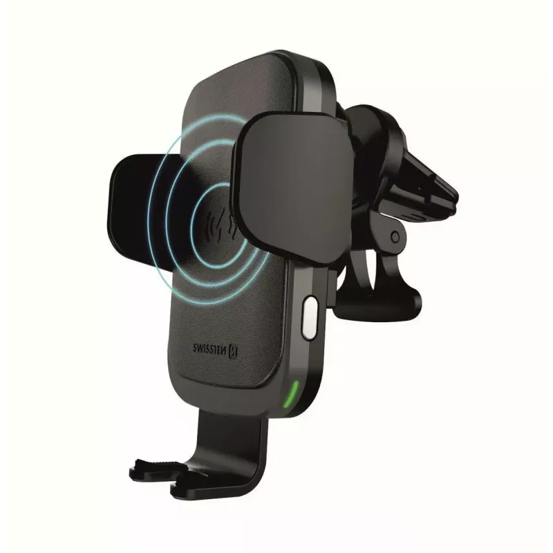 Swissten S-Grip W2-AV5 Kfz-Halterung mit kabellosem 15-W-Ladegerät, mit USB-/USB-C-Kabel, schwarz