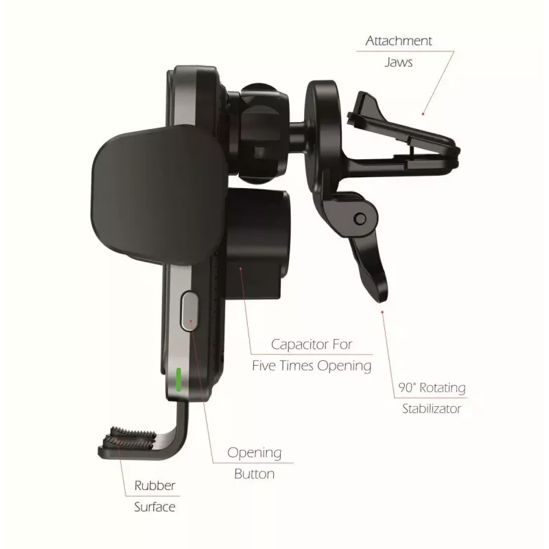 Swissten S-Grip W2-AV5 Kfz-Halterung mit kabellosem 15-W-Ladegerät, mit USB-/USB-C-Kabel, schwarz