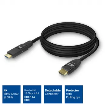 ACT 20 m HDMI High Speed 4K aktives optisches Kabel mit abnehmbarem Stecker v2.0 HDMI-A Stecker - HDMI-A Stecker
