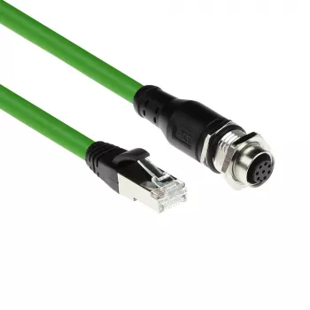 ACT Industrial 1,50 Meter Sensorkabel M12A 8-polig Buchse auf RJ45 Stecker, Ultraflex SF/UTP TPE Kabel, geschirmt