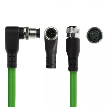 ACT Industrial 3,00 Meter Sensorkabel M12A 8-polig Stecker rechtwinklig auf M12A Buchse, Ultraflex TPE-Kabel, geschirmt