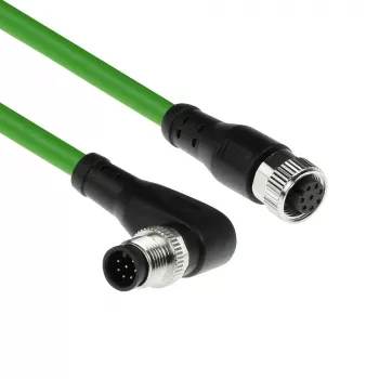 ACT Industrial 5,00 Meter Sensorkabel M12A 8-polig Stecker gewinkelt auf M12A Buchse, Ultraflex TPE Kabel, geschirmt