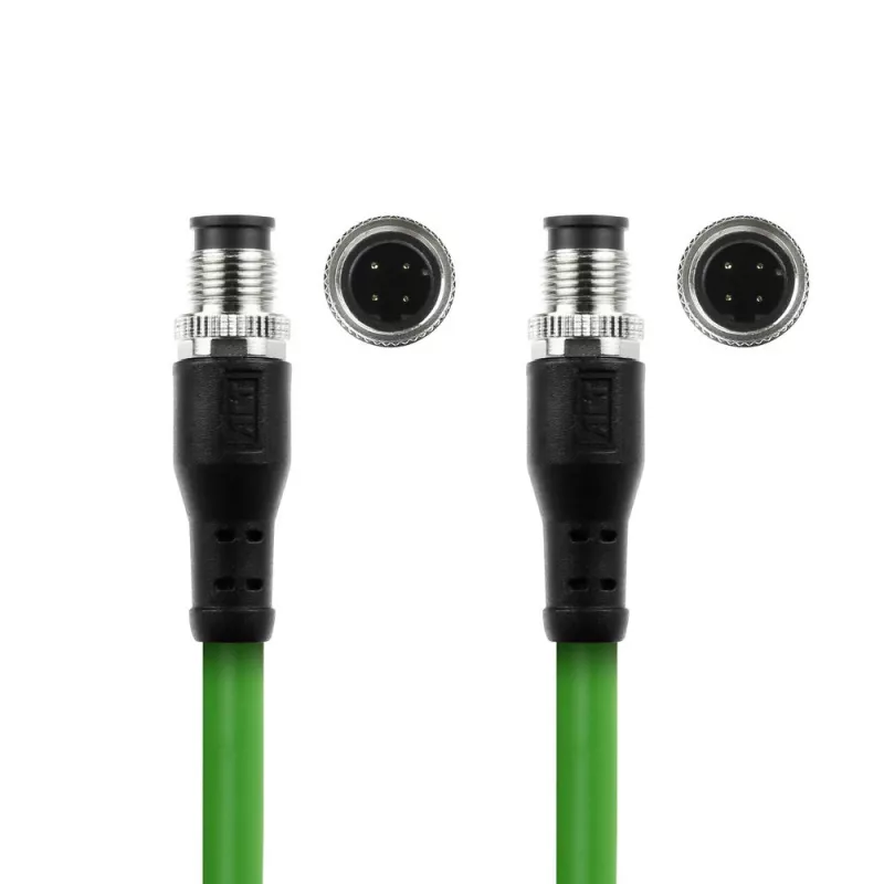 ACT Industrial 1,50 Meter Sensorkabel M12D 4-polig Stecker auf M12D 4-polig Stecker, Superflex Xtreme TPE-Kabel, geschirmt