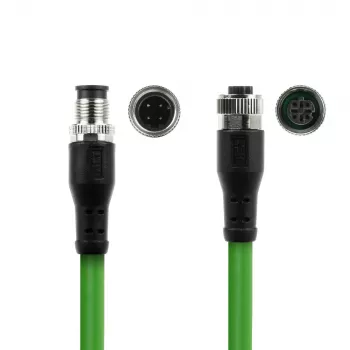 ACT Industrial 5,00 Meter Sensorkabel M12D 4-polig Stecker auf M12D 4-polig Stecker, Superflex Xtreme TPE-Kabel, geschirmt