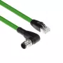ACT Industrial 3,00 Meter Sensorkabel M12D 4-polig Stecker rechtwinklig auf RJ45 Stecker, Superflex Xtreme TPE Kabel, geschirmt