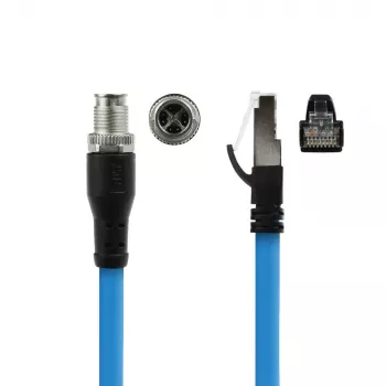 ACT Industrial 10,00 Meter Sensorkabel M12X 8-polig Stecker Chassis auf RJ45, Superflex SF/UTP TPE Kabel, geschirmt