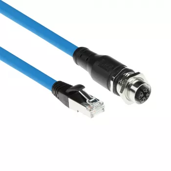 ACT Industrial 3,00 Meter Sensorkabel M12X 8-polig Buchse Chassis auf RJ45, Superflex SF/UTP TPE Kabel, geschirmt